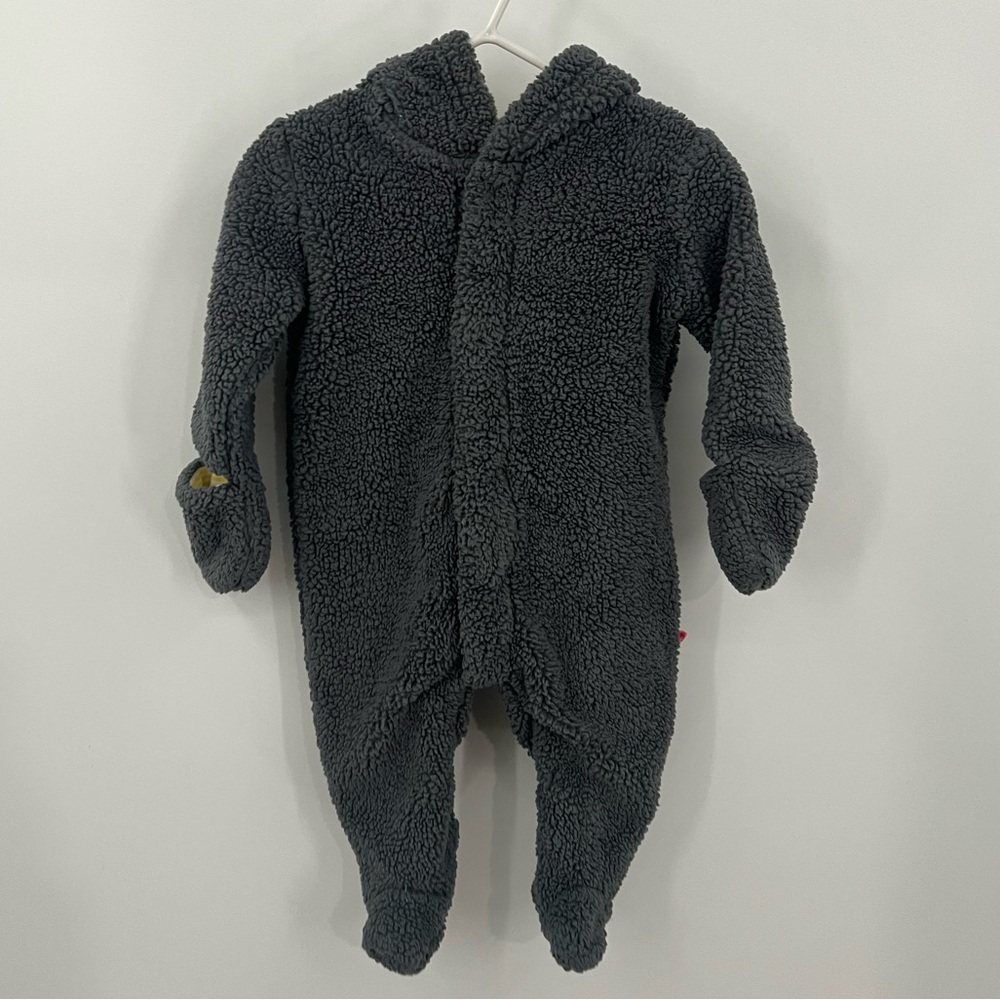 Magnetic Me gray fleece bear footie sleeper